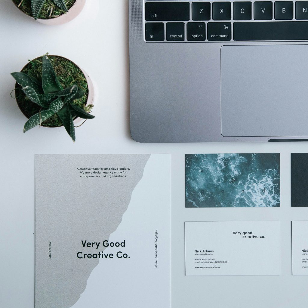 business card displaying on the table